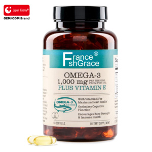Fabricant de suppléments d'huile de poisson oméga 3 en gros, soutient la fonction immunitaire et la santé des adultes, 60 gélules d'huile de poisson oméga 3 - Product Image 1