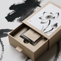Nuevo Juego de Té de Estilo Chino con Diseño de Loto y Tinta, con Empaque de Papel Kraft Tipo Cajón y Logotipo Personalizable