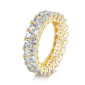 Anillo de plata de ley S925 hueco con moissanita de corte múltiple, bicolor, para boda, fiesta, regalo para mujer - Product Image 1