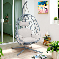 Fauteuil suspendu double en rotin pour adultes, chaise hamac d'extérieur toutes saisons pour balcon, chaise œuf suspendue