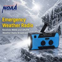 Radio de Emergencia Portátil AM FM NOAA con Manivela Solar, Banco de Energía de 5000mAh, Linterna LED, Alarma SOS, para Tormentas y Huracanes