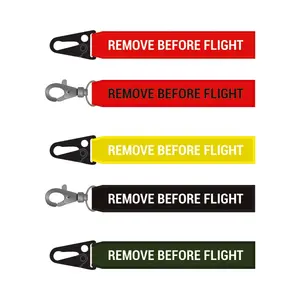 Portachiavi con ricamo portachiavi ricamati con Logo personalizzato all'ingrosso per aereo rimuovi prima del volo