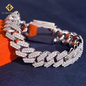 Zuanfa Lab Grown Diamond Bracelet Popular 12.3mm Cross Cuban <b>Chain</b> Cuban Link <b>Chain</b> Necklace Bracelet Men <b>Iced</b> <b>Out</b> Diamond 925 - Product Image 4