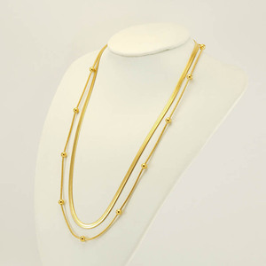 Zogxin Gold Double Layer Necklace 18K Purity Blade Chain Beaded Design For Women Fashion Jewelry - Product Image 3