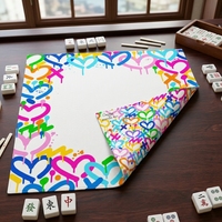 Tapis de mahjong double face imperméable et pliable en caoutchouc de 80 cm (31,5 pouces), durable, portable, professionnel, pour table de jeu de mahjong