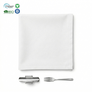 Heavy Weight Commercial 20x20 Inch White Hotel Napkins Poly Cotton Blend Waterproof Customizable Sizes for Fine <b>Dining</b> Service - Product Image 1