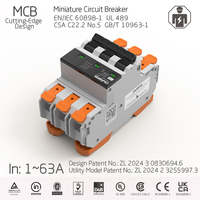 Disjoncteur miniature (MCB) 3P 54mm en cuivre, design industriel de pointe, câblage rapide, conforme aux normes UL489, CSAC22.2No5, IEC EN60898-1, unique