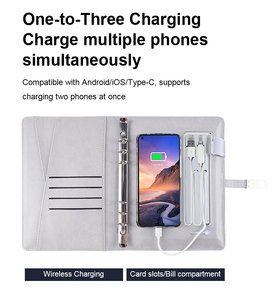 8000mAh 무선 마그네틱 충전기 파워뱅크 다이어리 노트북 애플/타입-C 포트 두꺼운 USB 스틱 탈착식 선물 세트 - Product Image 5