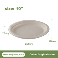 Plato Ovalado de Bagazo Biodegradable de 10 Pulgadas Directo de Fábrica, Contenedor Clásico Ecológico Desechable para Alimentos, Ideal para Eventos