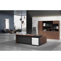 Bureau de direction moderne de luxe, bureau de patron, table de bureau avec armoire de rangement, usine de Foshan, bureau de PDG haut de gamme de 1,4 m