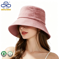 Chapeau Bob Décontracté en Daim Souple Rose Uni avec Poche Latérale, Personnalisable (OEM/ODM) pour Femme – Idéal Voyage, Plage et Usage Quotidien