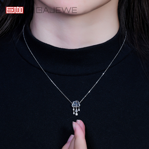 Gigajewe 3ct ทั้งหมด9K/14K/18K สร้อยคอทองคำขาวสีขาว9.5*7มมเมฆตัด Moissanite เมฆฝนธรรมชาติ - Product Image 5