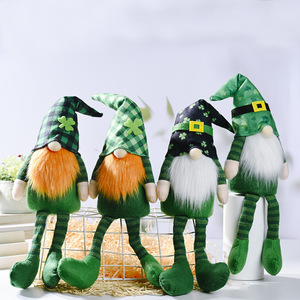 Youlun St. Patricks Day Gnome Poupée En Peluche Elfe Irlandais Shamrock Longue Jambe Sans Visage Gnomes En Peluche Pour La Maison Table Printemps Ornements - Product Image 1