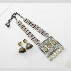 Elegant <b>Silver</b> Plated Zinc Alloy <b>Long</b> Necklace <b>Earring</b> Set for Women Traditional Ethnic Jewelry for Weddings Festivals Occasions - Product Image 2