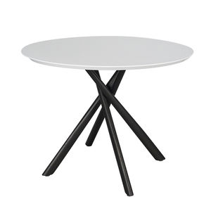 Mesa de comedor redonda, juego de mesa moderna con pintura de MDF, color blanco, para sala de estar - Product Image 1