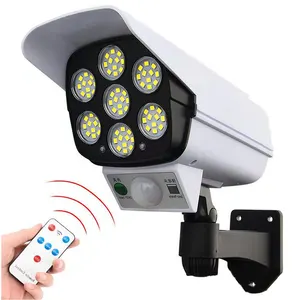 Outdoor Ip65 Waterproof Simulation Monitoring Security Wall Lamp 77 Led Solar Motion Sensor Fake Surveillance Cameras Light