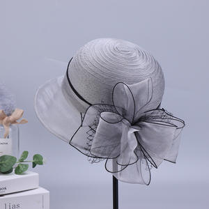 Chapeau d'église en organza élégant pour femmes Kentucky <span class=keywords><strong>Derby</strong></span> Fascinator Cap Tea Party Cap Chapeau de mariage à large bord avec couvre-chef de tournesol - Product Image 4