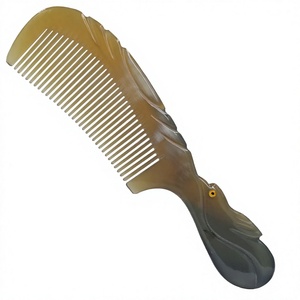 Peigne à cheveux artisanal écologique en corne de buffle et de vache naturelle avec logo personnalisé, peigne de salon haut de gamme - Product Image 1