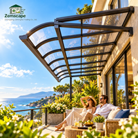 Auvent en aluminium courbé sur mesure pour entrée d'hôtel, patio, terrasse au bord de la piscine avec protection contre le soleil et la pluie, taille personnalisée