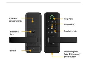 Cerradura Inteligente Digital con Huella Dactilar Tuya TTlock para Puertas de Madera/Latón, con Contraseña, Tarjeta y Teclado, con Conexión a <span class=keywords><strong>la</strong></span> Nube - Product Image 5