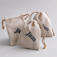 Sac à cordon en toile de coton beige écologique, personnalisé avec logo, portable, petit, réutilisable, pour bijoux, cadeaux, mariage