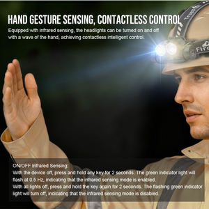 Lampe frontale à détecteur de mouvement <span class=keywords><strong>LED</strong></span> Super Lumineuse TrustFire 2000LM H7GR IP66 USB C pour réparation, pêche, cyclisme - Product Image 2