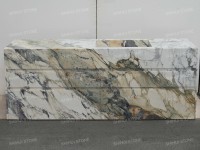 Meuble-lavabo de salle de bain de luxe SH STONE en marbre Calacatta Breccia Turquoise avec plan de travail en pierre