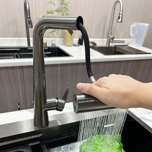 Популярные четыре функции водопад кухонный кран 304 из нержавеющей стали с одним отверстием краны для раковины Горячая Холодная выдвижные кухонные краны - Product Image 6