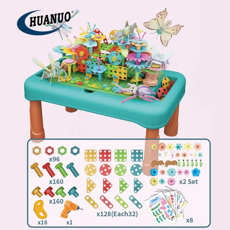 Bambini stem learning educational activity table toys 637PCS flower garden building toys for Kids