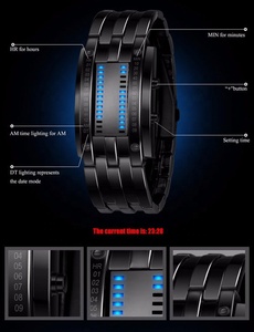 Đồng Hồ Led Điện Tử Kỹ Thuật Số Dạ Quang Độc Đáo Đồng Hồ Nam Sắt Đen Nhị Phân - Product Image 6