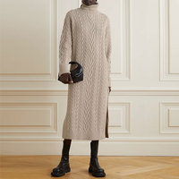 Fabricant de tricots personnalisé col roulé lâche longues robes femmes Maxi décontracté dames pull tricot grande taille robes pour femmes