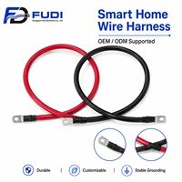 Kabel Baterai Tembaga Murni 4AWG Khusus dengan Ring Lug untuk Panel Surya 600V, Perakitan Kabel Jumper Berisolasi PVC Merah/Hitam