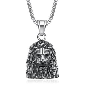 Stainless Steel Lion Head Pendant Necklace Retro <b>Animal</b> Charm For <b>Men</b> Gift - Product Image 1