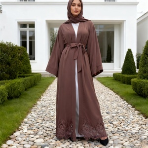 9.9 Smooth Nida Loose Sleeve Pretty Lace Bottom Elegant Cardigan New Arrival Design New Muslim Islamic Abaya 1947# - Product Image 5