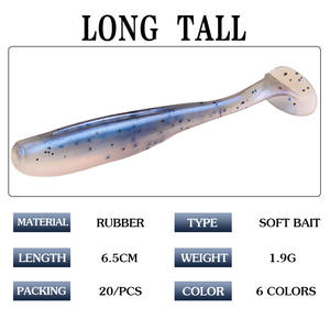 Nuevo señuelo de pesca de cebo blando de 1.9g y 6.5cm, cebo artificial de cola en T de dos tonos para lubina, 20 unidades por bolsa. - Product Image 2