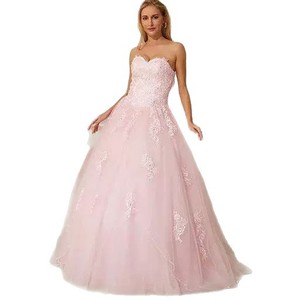 Strapless Sweetheart Ball Gown Evening Dress Chiffon Pink Empire Waistline For Women Formal Party Dress - Product Image 5