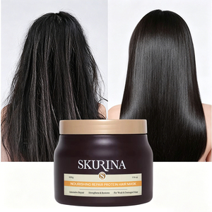 Crème capillaire nourrissante végane à base de protéines, huile de jojoba, beurre d'avocat, peptides de kératine, soin réparateur en profondeur pour cheveux abîmés, après-shampoing - Product Image 1