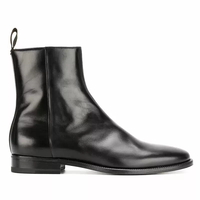Sepatu Boots Chelsea Kulit Asli Suede Pria Anti-Selip dengan Ritsleting, Ujung Runcing, Kasual, Buatan Tangan untuk Musim Dingin