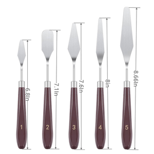 Xyj ensemble de couteaux de peinture à l'huile, couteaux, <span class=keywords><strong>Palette</strong></span> en acier inoxydable, couteaux à spatule minces et flexibles avec manche en plastique pour la peinture à l'huile 5 pièces - Product Image 2