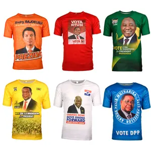 Kangas en tissu africain imprimé à la cire en gros et t-shirt de vote de campagne électorale personnalisé