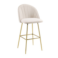 Chaise de bar rembourrée en velours, pieds métalliques confortables, style européen, à la mode