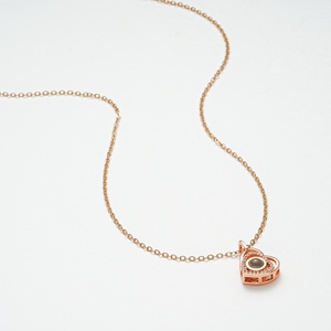 [Rame] collana di proiezione cuore in oro rosa personalizzata | Design a doppio cuore con foto all'interno | Romantico regalo di gioielli personalizzato - Product Image 5