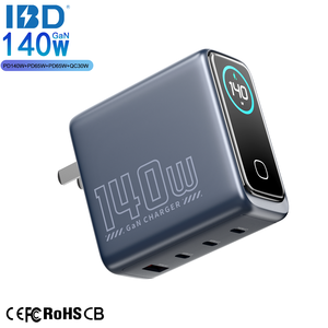 Cargador Rápido IBD GAN PD 3.1 de 140W con Pantalla TFT, Cargadores de Pared 4 en 1, Adaptadores Plegables con Enchufe para Reino Unido, Estados Unidos y Europa para Teléfono Móvil, Portátil y Tableta - Product Image 4