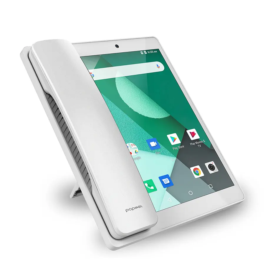 Poptel v9 google play videophone 8 polegadas, 2g/16g, handset para casa e escritório, dispositivo tablet suporte da tabela da nota do telefone