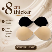 Soutien-gorge invisible sexy en nylon et élasthanne, rembourré épais, respirant, tricoté, lavable, réutilisable, adhésif, push-up, bonnet 3/4, sans bretelles
