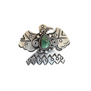 Pendentif Thunderbird en argent sterling fait main avec turquoise de la montagne du Sonoran, plus vert, signé Nizhoni, bijoux du sud-ouest - Product Image 1