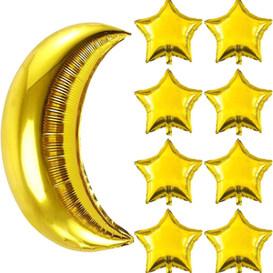 Ensemble de ballons décoratifs DAMAI pour l'Aïd, lune et étoile, bleu marine et or, taille moyenne, fournitures pour fête du Ramadan en intérieur - Product Image 5