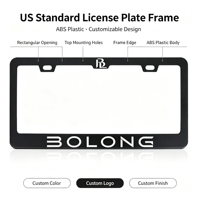 BOLONG Prix de gros Cadre de plaque d'immatriculation en plastique ABS noir, norme américaine, avec logo personnalisé, support de plaque automobile, fourniture d'usine