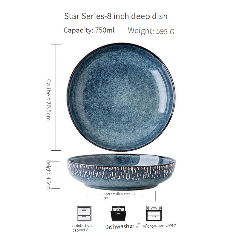 Serie Star - Piatto fondo da 8 pollici blu