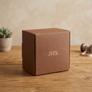 JHX Brown Square <b>Folder</b> Eco-Friendly Waterproof Biodegradable Recyclable Magnetic Closure Handle Hot Stamping Logo Customizable - Product Image 1